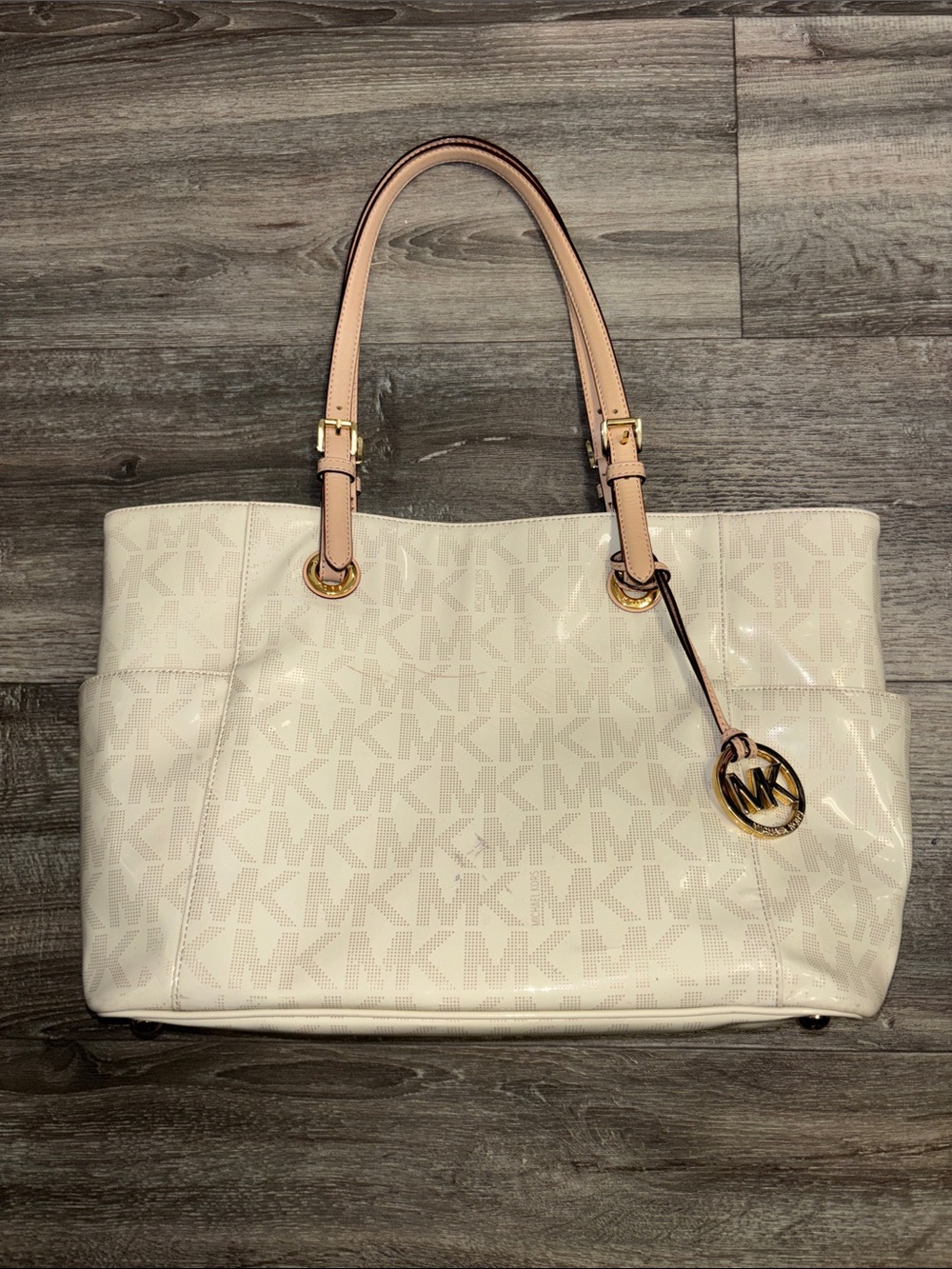 Michael Kors Ivory Monogram Tote with Handles